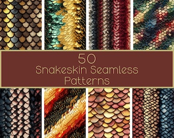 Patrón sin costuras de piel de serpiente: 16 texturas PNG (descarga digital)