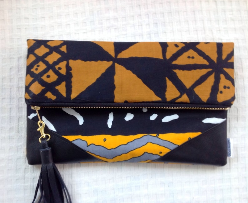 Tribal Clutch, African Print Foldover Clutch Bag, Essoka Clutch image 4