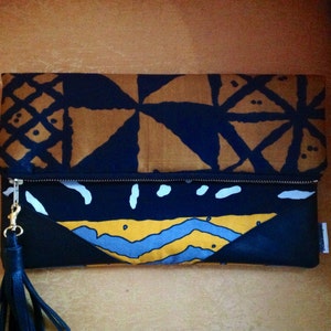 Tribal Clutch, African Print Foldover Clutch Bag, Essoka Clutch image 5