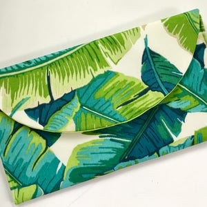 Palm Leaf Clutch Bag, Tropical Print Clutch Bag image 1