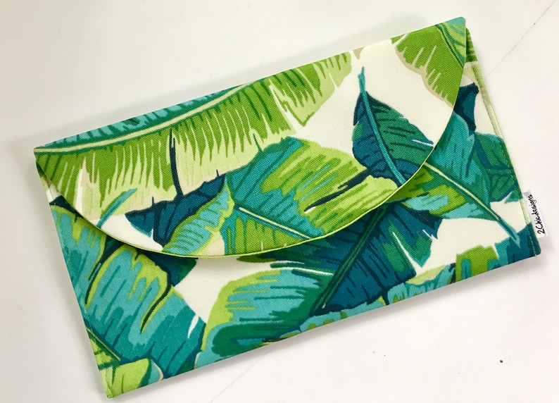 Palm Leaf Clutch Bag, Tropical Print Clutch Bag image 1