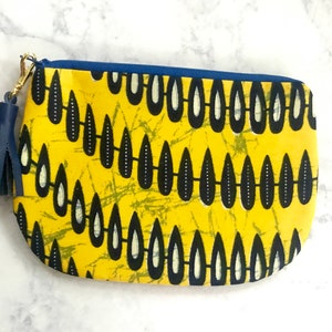 Yellow African Print Wax Cloth Pouch, Small Pouch