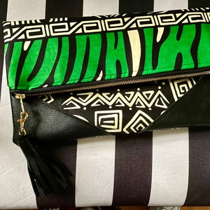 Black and Green Ankara Clutch Bag, Clutch Purse, Gift For Her, image 3