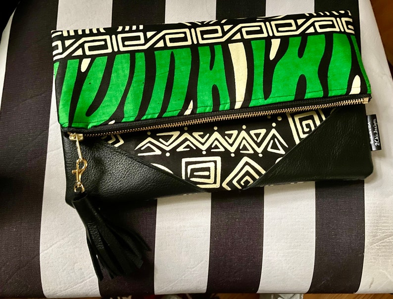 Black and Green Ankara Clutch Bag, Clutch Purse, Gift For Her, image 3