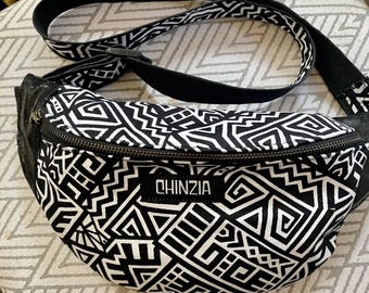 Black and White Printed Sling Cross Over Pouch.