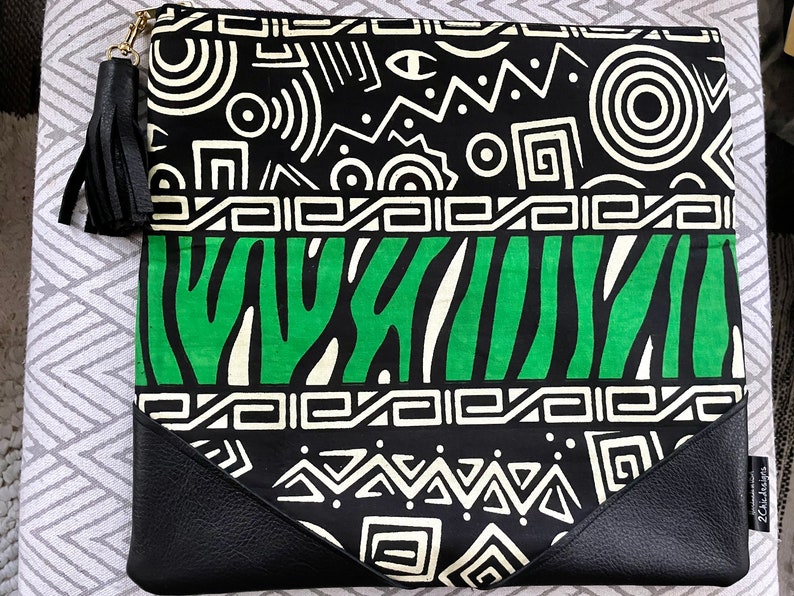 Black and Green Ankara Clutch Bag, Clutch Purse, Gift For Her, image 2