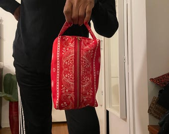 Bandana Print Toileyry bag, Make up bag, Dopp kit, gifts for him, Square pouch