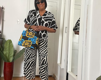 Cobalt Blue African Print Tote Bag: Beach Bag Gift