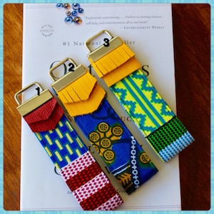 African Print Key Fob, Wristlet Key Fob, Keychain, Bridesmaids Gifts - Choose your design. This listing is for one key fob.