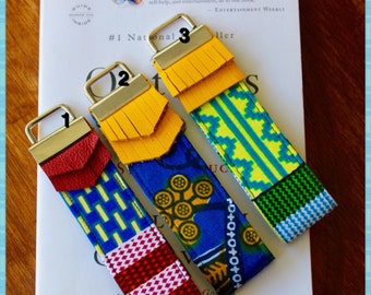 African Print Key Fob, Wristlet Key Fob, Keychain, Bridesmaids Gifts - Choose your design. This listing is for one key fob.