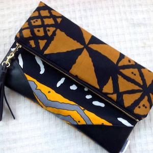 Tribal Clutch, African Print Foldover Clutch Bag, Essoka Clutch image 1