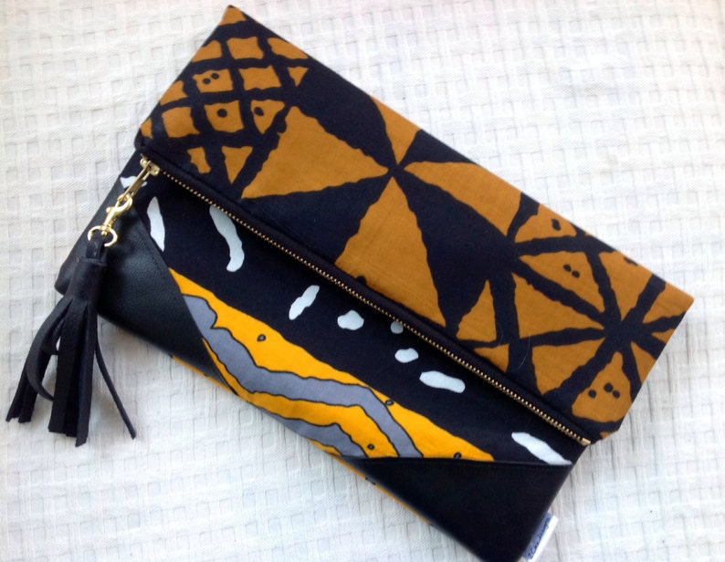 Tribal Clutch, African Print Foldover Clutch Bag, Essoka Clutch image 1