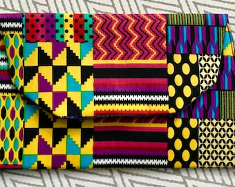 African Print Clutch Bag, Patchwork Kente Print Purse, Holiday Gifts, Kente Print Purse, Gifts For Her