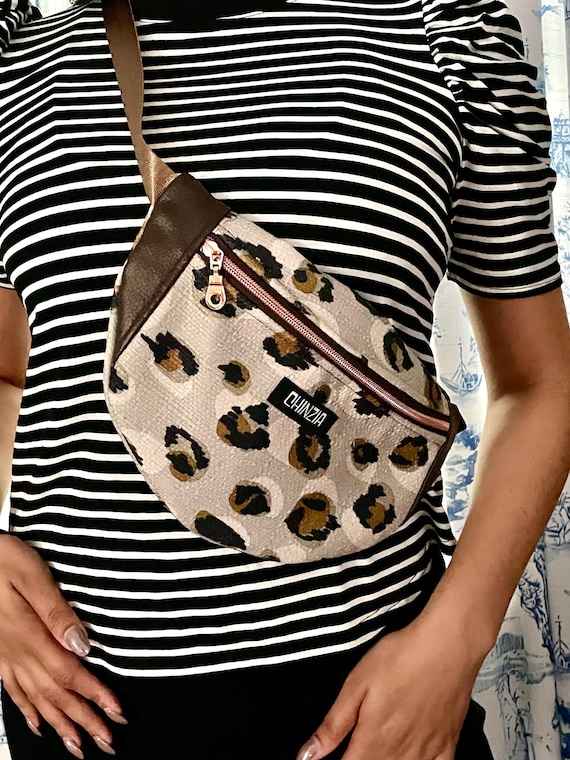 Mini borsa a tracolla con stampa leopardata: borsa a mano con manico superiore - Italia