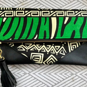 Black and Green Ankara Clutch Bag, Clutch Purse, Gift For Her, image 1