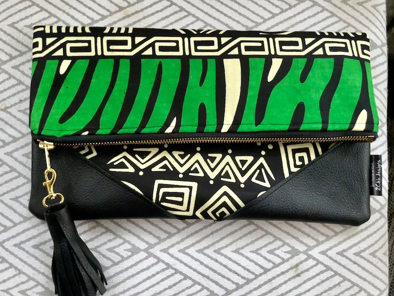 Black and Green Ankara Clutch Bag, Clutch Purse, Gift For Her, image 1