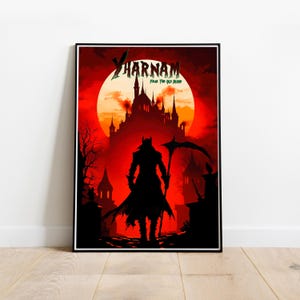 Blutmond Gaming Poster, Gothic Wanddekor, Eldritch Horror, Yharnam, Lovecraft inspiriert, Dark Fantasy, Cosmic Horror, Geschenk für Gamer.