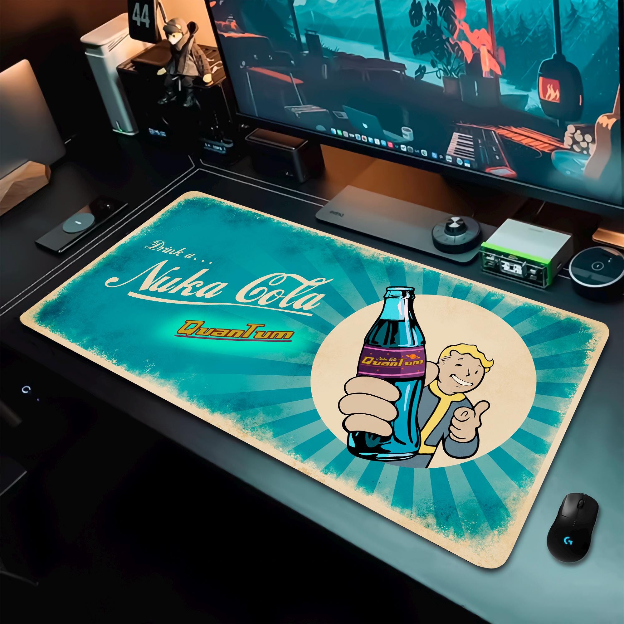Cola Gaming Mouse Pad, Post Apocalyptic World, Wasteland Desk Mat, Large Keyboard Mat, Video Game Print, XL Desk Pad, Gift for Gamers.