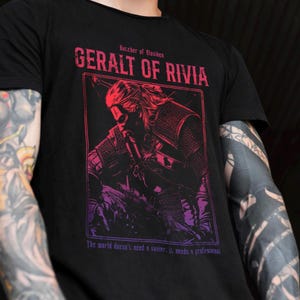 White Wolf Inspired Unisex T-Shirt | Medieval Fantasy Gamer Tee | Geralt-Inspired Shirt | Witche Hunter Shirt | Monster Hunter Graphic Tee