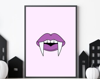 Pastel Purple Halloween Wall Art, Modern Spooky Cute Printable, Witchcore Aesthetic Decor, Soft Goth Digital Download