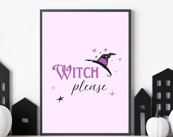 Pastel Purple Halloween Wall Art, Modern Spooky Cute Printable, Witchcore Aesthetic Decor, Soft Goth Digital Download