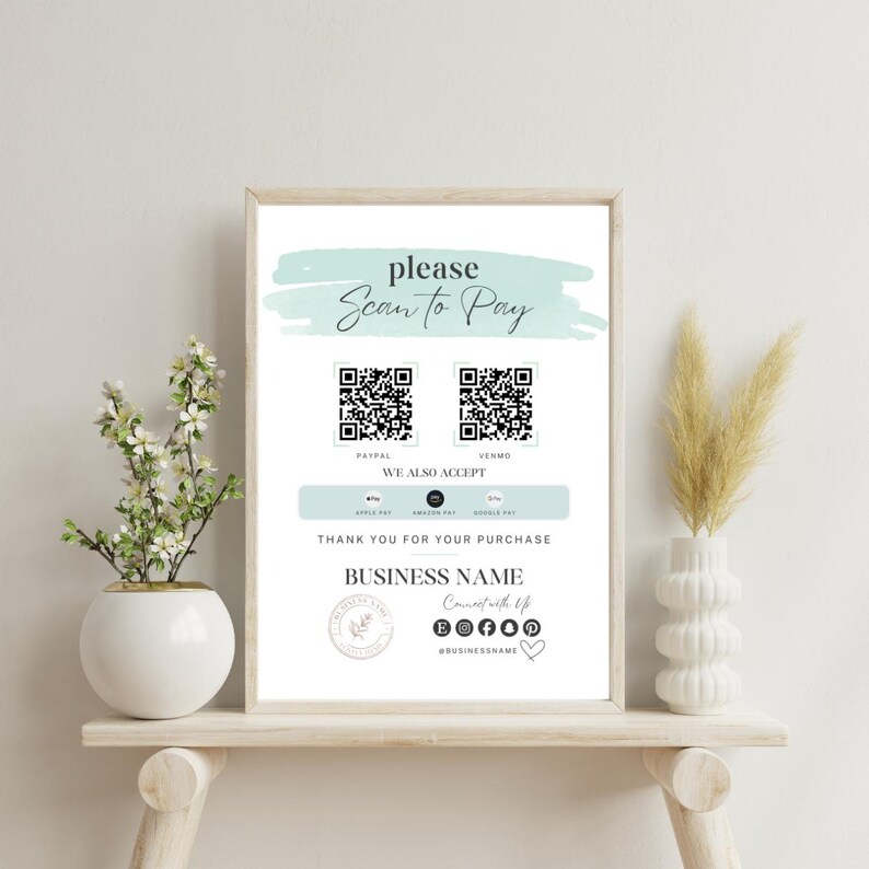Editable Scan to Pay Sign, Custom QR Code Template, DIY Customizable ...