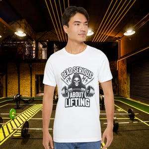 Dead Serious About Lifting Skull Gym Shirt for Men and Women, Funny Workout Fitness Tee, Weightlifting Bodybuilding Gift T-Shirt