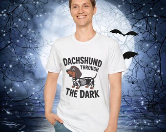 Grappig Halloween-T-shirt met teckelskelet, cadeau hondenliefhebber