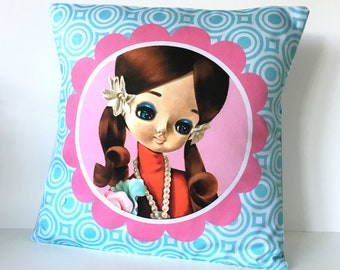 Pose Doll Art Pillow Cover: Handmade Cotton Cushion, 16x16