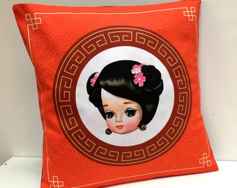 Pose Doll Art Pillow / bradley doll / doll art / pillow cover / japanese chinese doll