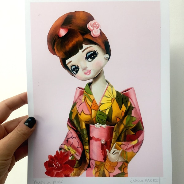 Pose Doll art prints / Bradley Doll / Sakura / Japanese Chinese / Kimono