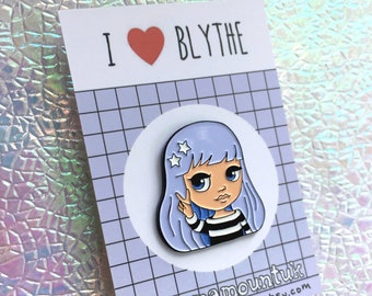 Blythe Doll Enamel Pin / purple hair / big eyes / soft enamel / lapel pin flair / kawaii girl