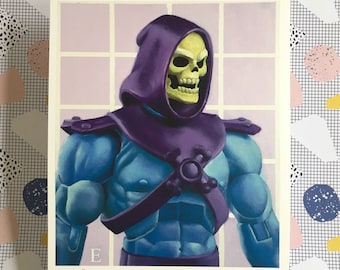 Funny Bones a skeletor art print  - He-man baddie Greyskull muscleman