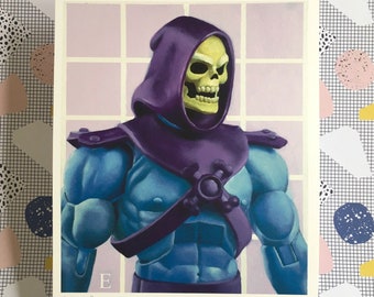 Funny Bones a skeletor art print  - He-man baddie Greyskull muscleman