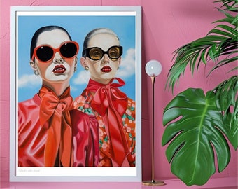 Ladies who Lunch 16x20" Fine Art Print - a signed Giclee Print of my original oil painting / Vampires / femme fatale / lowbrow / 80s fashion