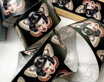 3" wide! BUTTERFLY LADY gummed tape by the metre 1m / packing tape / stickers / femme fatale / pin-up / 50s / butterfly moth / witchy