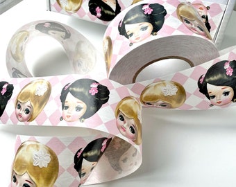 3" wide! POSE DOLL TAPE / gummed tape by the metre 1m / Bradley Doll / big eyes doll / packing tape