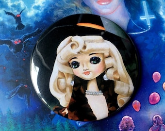 Pose Doll Witch Mirror / witchy woman / Bradley Doll / Pocket Mirror / black magic halloween wizard of oz / drawlloween / spells