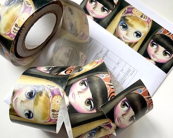 3" wide! BLYTHE DOLL TAPE / gummed tape by the metre 1m / Blythe Doll / big eyes doll / packing tape
