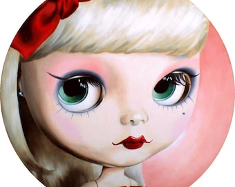 8x10" Limited Edition art print 7/50 / Blythe Doll / 'Shirley the Misunderstoodl' / pastel hair / doll art / big eyes / rockabilly pin up