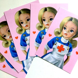 5 cartoline artistiche di ringraziamento NHS / bambola Sindy / infermiera, dottoressa, paramedico, badante / coronavirus / arte della bambola / biglietti di auguri / biglietto di pronta guarigione