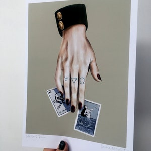 Impresión artística A4 de Sailor's Ruin / Cartas de lotería calavera sirena / mermaid / witchcraft / alchemy / tattoos / drawlloween