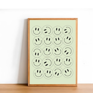 Smiley Face Printable, Trendy Prints, Printable Wall Art, Retro Prints, Gift ideas, Wall Decor, Happy Face, Trendy Wall Art, Digital Prints