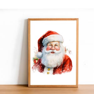 Vintage Santa Print, Neutral Christmas Wall Art, Printable Santa Claus Portrait Painting, Rustic Beige Holiday Decor, Winter Digital Print