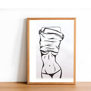Woman Line Art Print, Female Sexy Figure Line Art, Naked Woman Wall Art Print, Abstract Woman Body Wall Art, Minimal Woman Art, DIGITAL