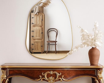Irregular Gold Wall Mirror (27"x19") – Modern Asymmetrical Design