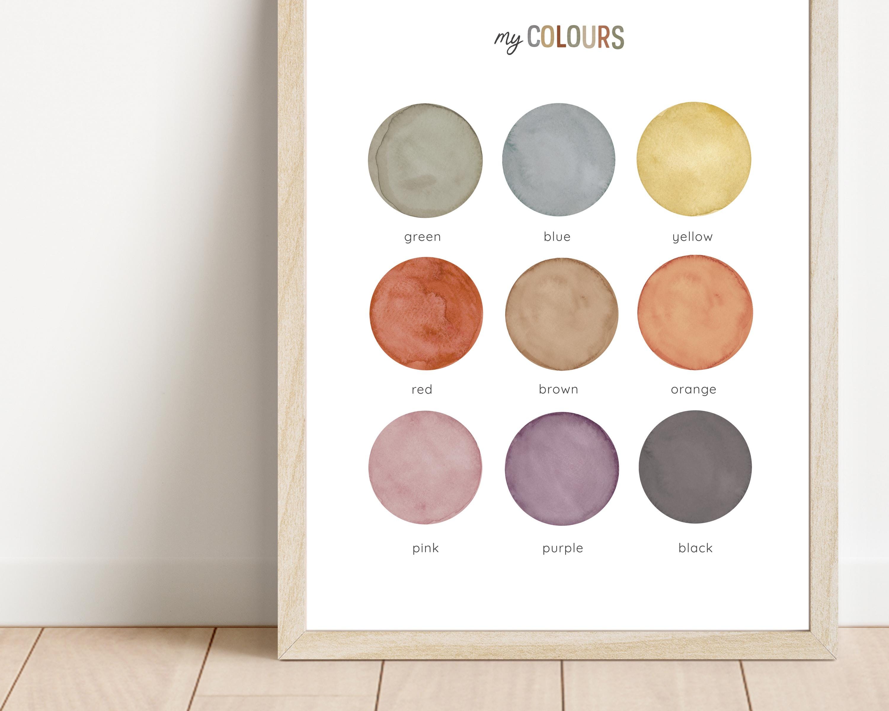 Colours Printable Poster, Educational Colour Chart for Kids, Neutral ...
