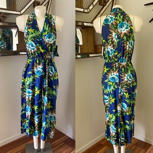 Vintage 90s Blue Floral Summer Dress by Impressions