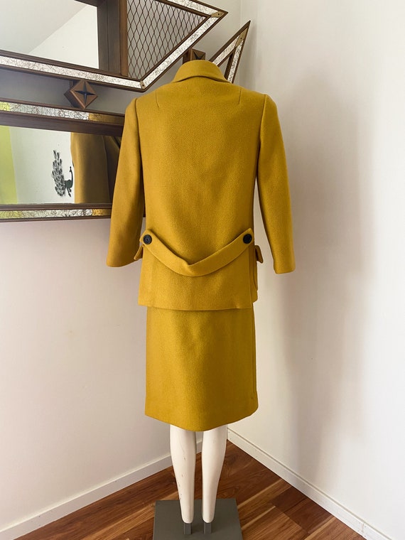 60s Mustard Wool Jacket Skirt Suit - image 4