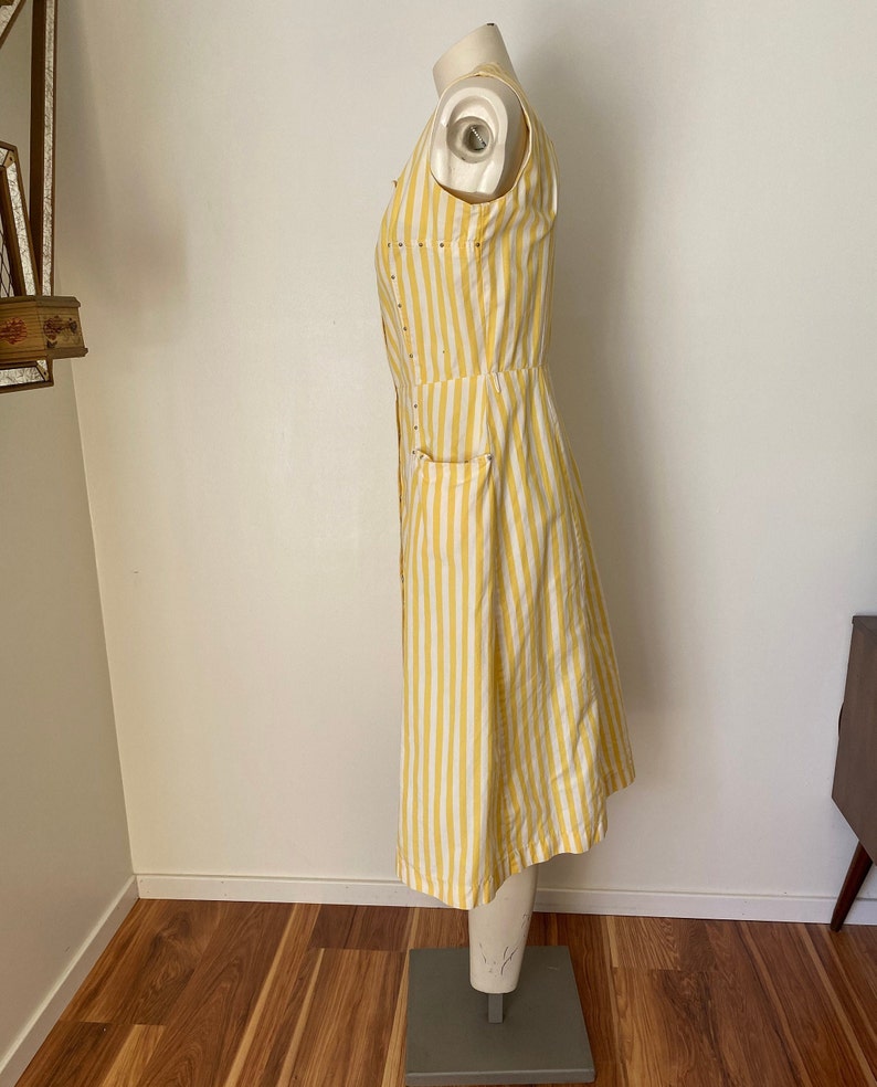 Vintage 50s Craftwear Riveted Striped Day Dress As Is
